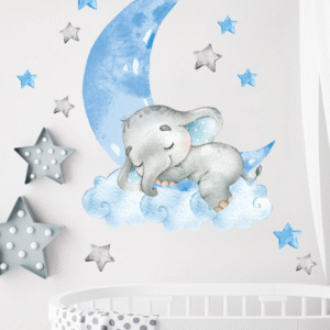 ELEFANTE AZUL, LUNA Y ESTRELLAS