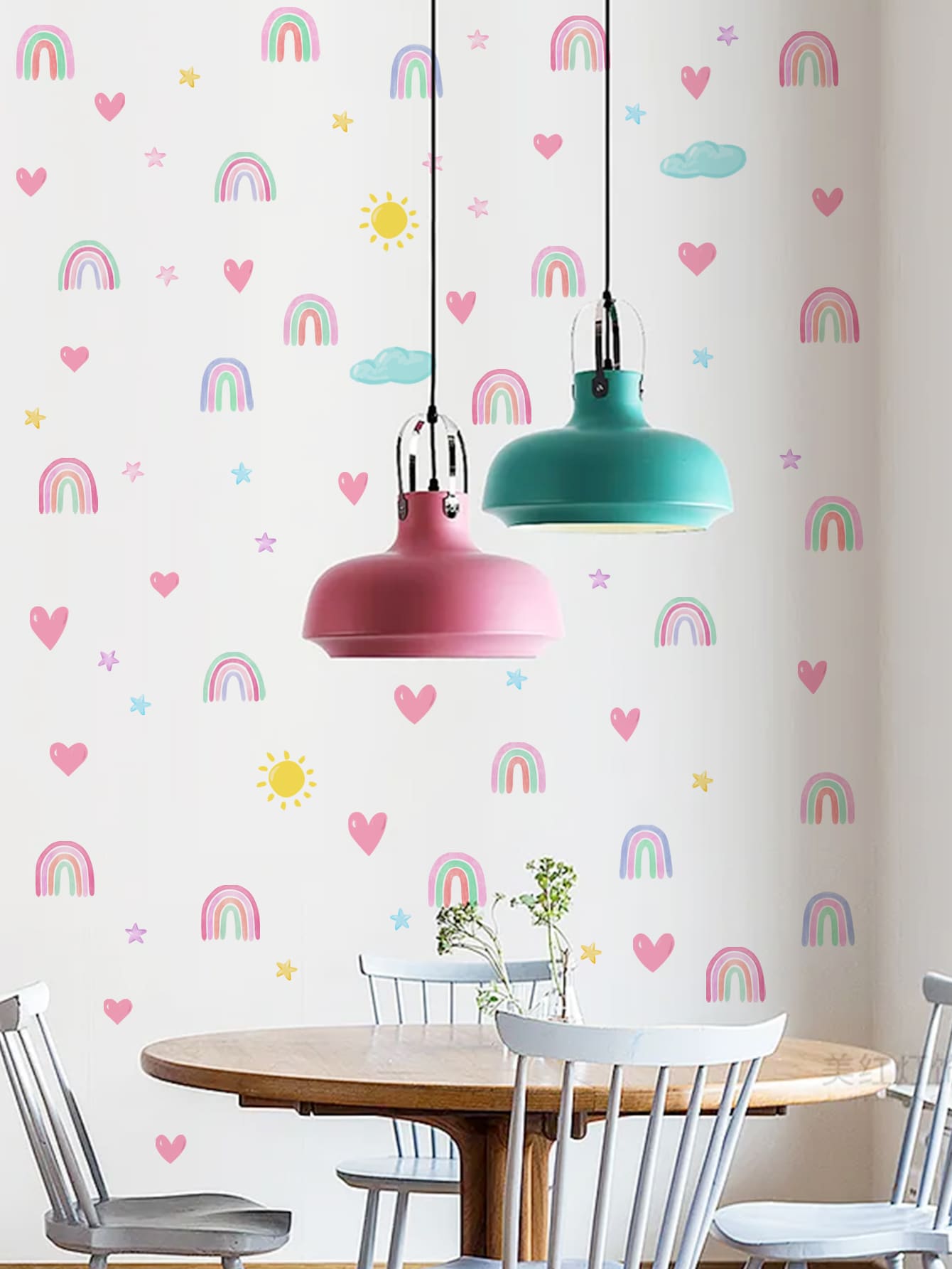 ARCOÍRIS CON SOL, NUBES, CORAZONES Y ESTRELLAS