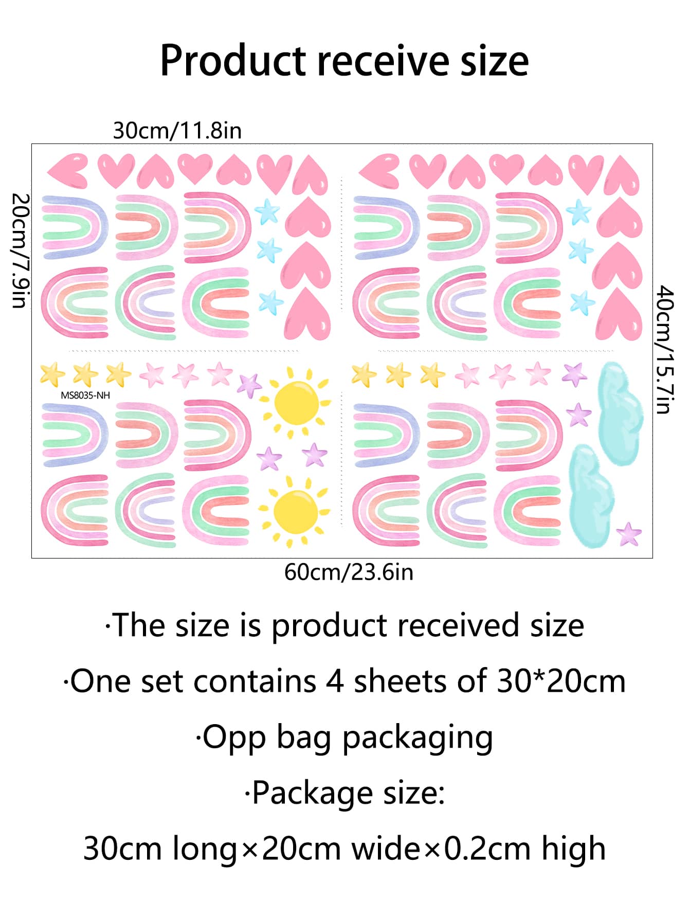 ARCOÍRIS CON SOL, NUBES, CORAZONES Y ESTRELLAS - Imagen 3