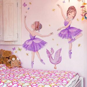 BAILARINAS PURPURA CON CISNE Y MARIPOSAS