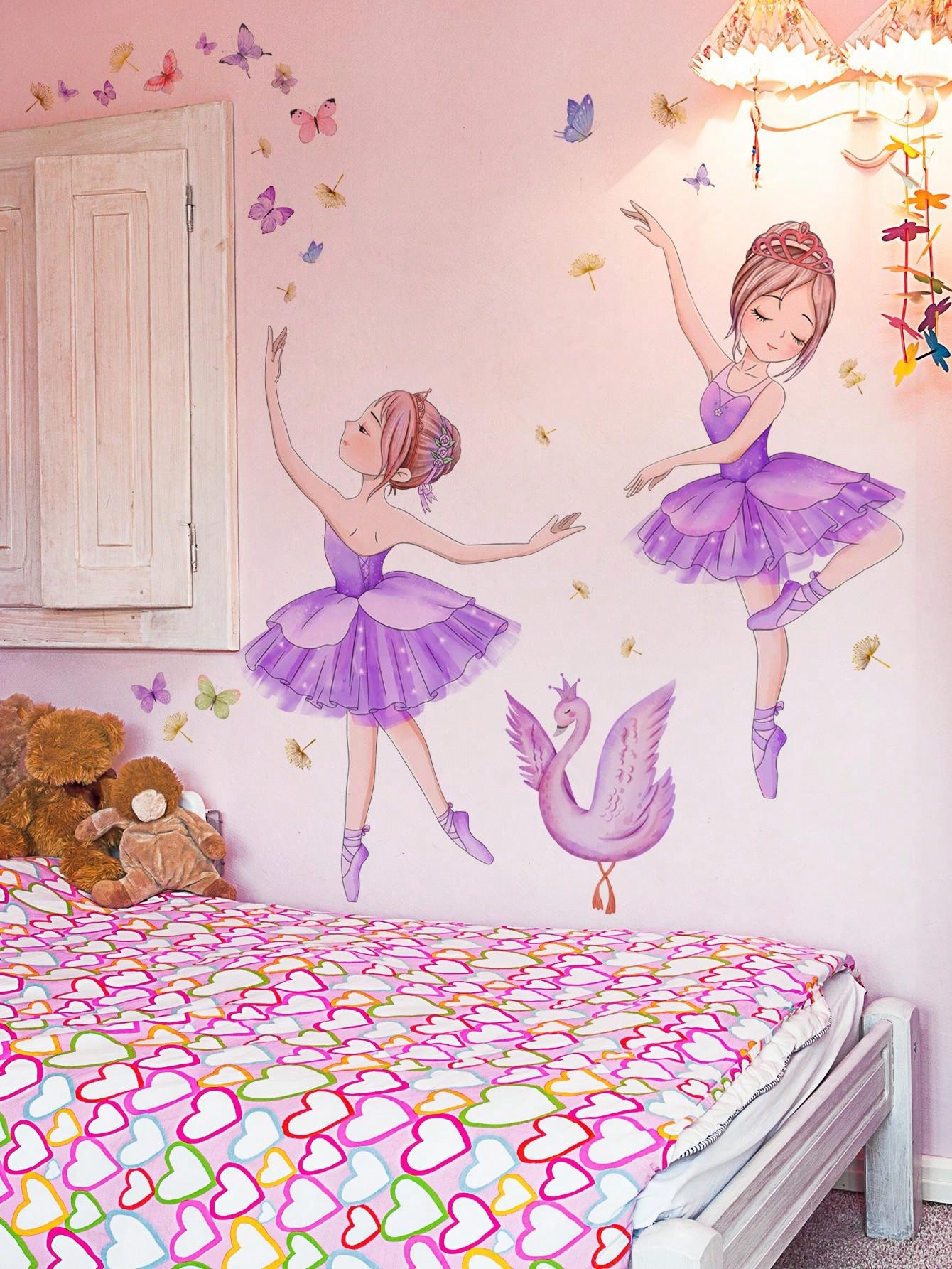 BAILARINAS PURPURA CON CISNE Y MARIPOSAS