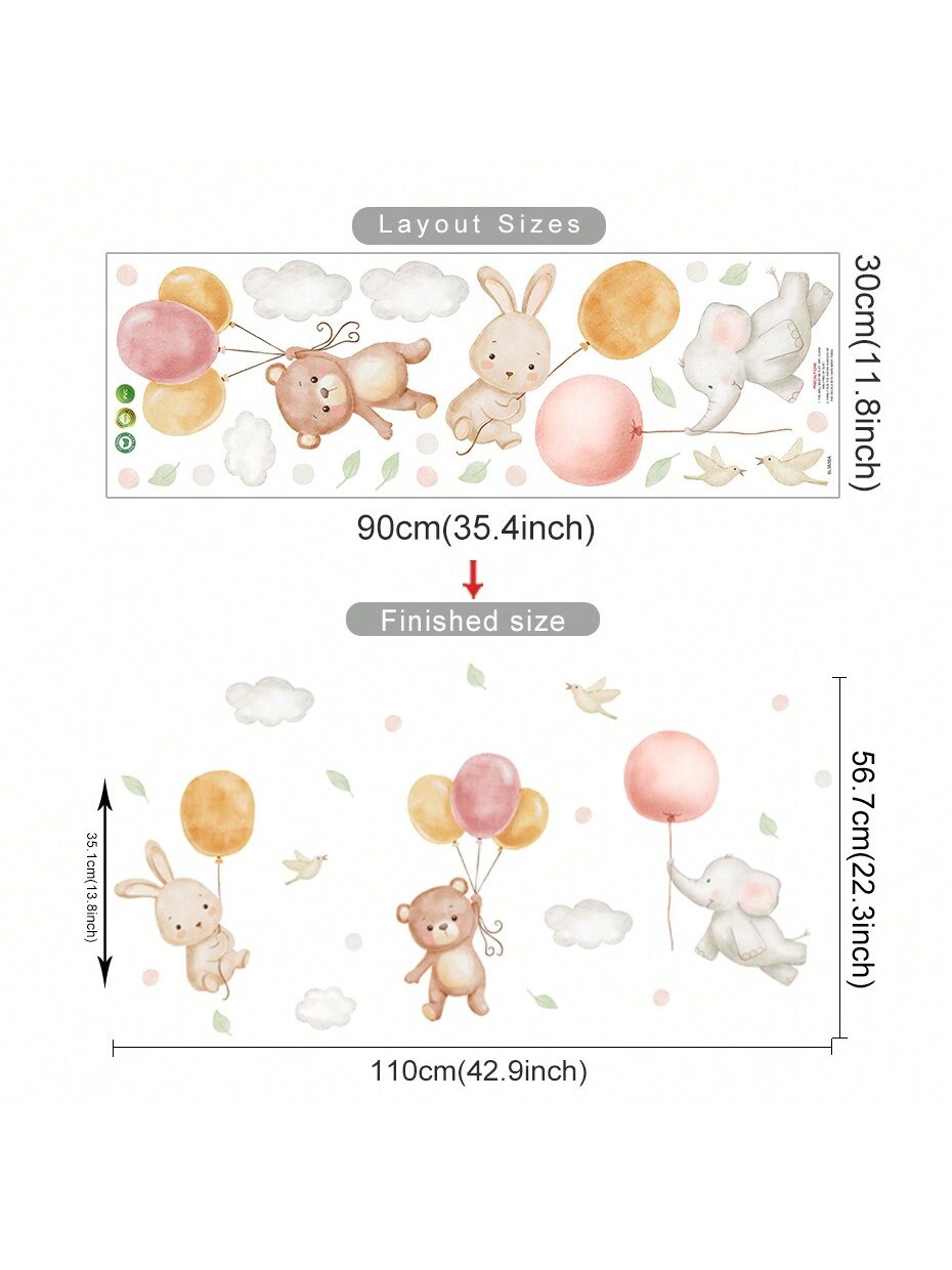 CONEJO, ELEFANTE Y OSITO CON GLOBOS - Imagen 4