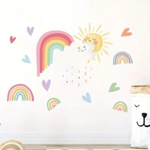 ARCOÍRIS CON SOL, NUBES Y CORAZONES