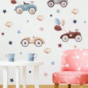 AUTOS CLASICOS CON GLOBOS, NUBES Y ESTRELLAS