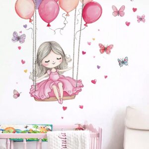 PRINCESA EN COLUMPIO CON GLOBOS Y MARIPOSAS