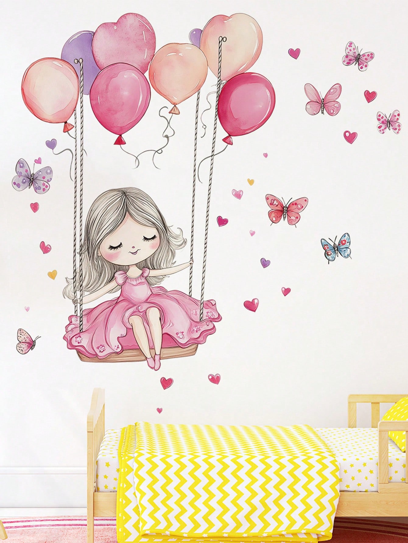 PRINCESA EN COLUMPIO CON GLOBOS Y MARIPOSAS - Imagen 2