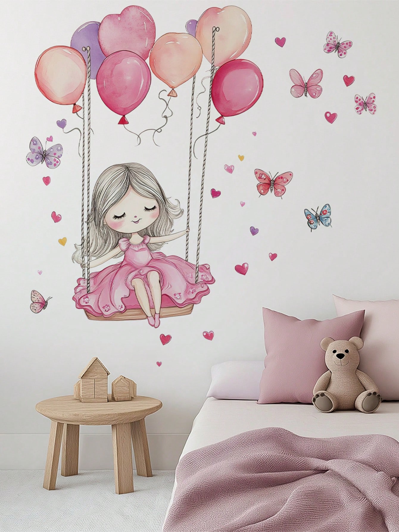 PRINCESA EN COLUMPIO CON GLOBOS Y MARIPOSAS - Imagen 3