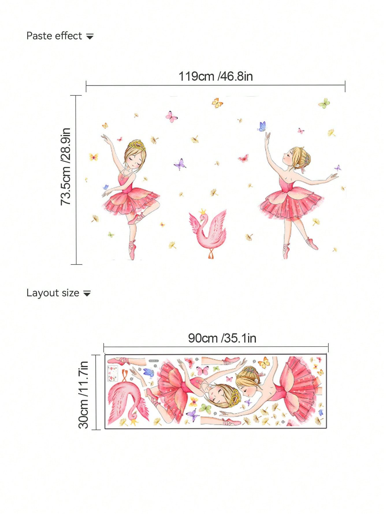 BAILARINAS ROSA CON CISNE Y MARIPOSAS - Imagen 4