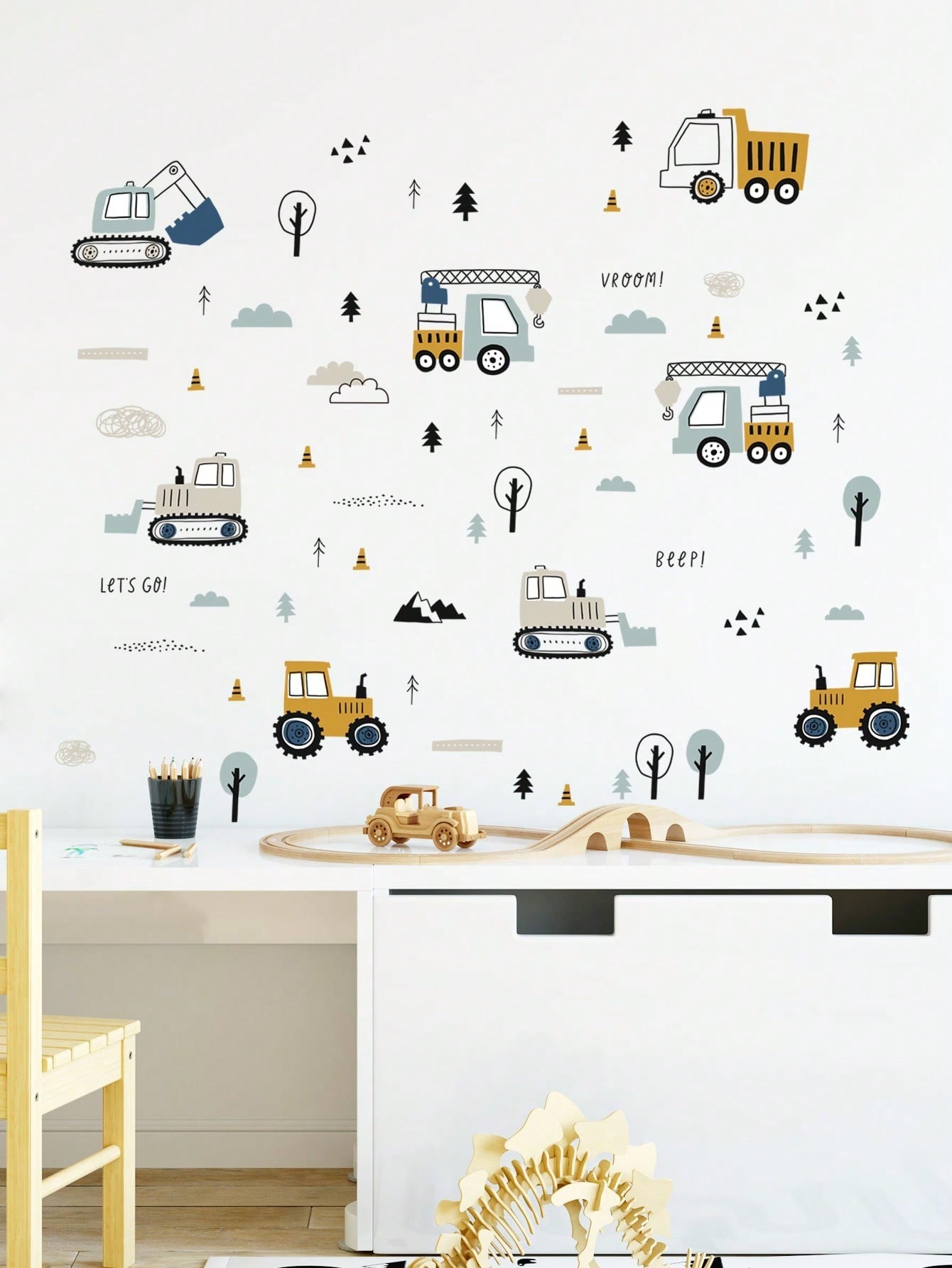 MAQUINAS DE CONSTRUCCIÓN CON ARBOLES Y NUBES - Imagen 2