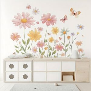 FLORES PASTEL CON MARIPOSAS