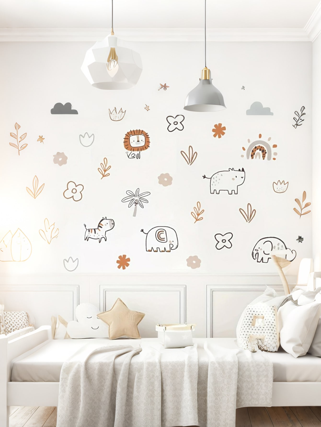 ANIMALES SAFARI CON ARBOLES Y FLORES - Imagen 2