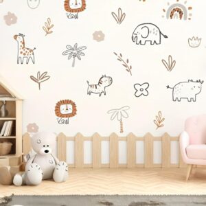 ANIMALES SAFARI CON ARBOLES Y FLORES